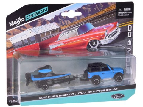 JOKOMISIADA Maisto Licencjonowane Auto metalowe Ford Bronco 2021 + łódź 1:64 ZA5969