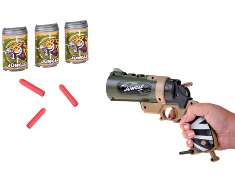 JOKOMISIADA Pistolet na piankowe naboje + puszki zestaw strzelecki dla dzieci ZA5981