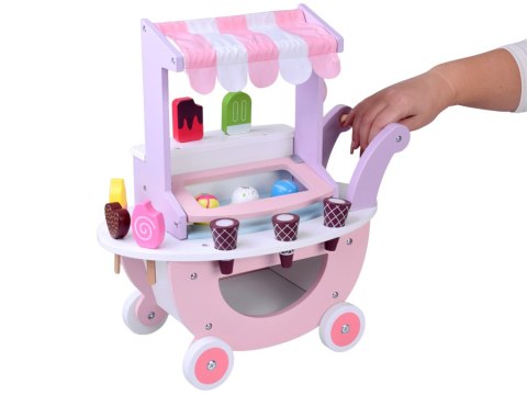 JOKOMISIADA Słodka LODZIARNIA drewniana dla dzieci na kółkach + zestaw do lodów ZA5946