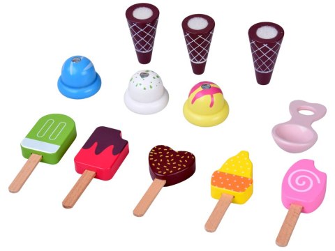 JOKOMISIADA Słodka LODZIARNIA drewniana dla dzieci na kółkach + zestaw do lodów ZA5946