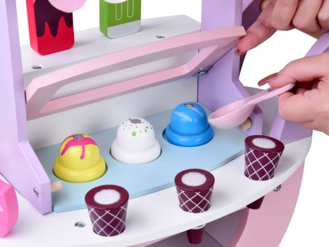 JOKOMISIADA Słodka LODZIARNIA drewniana dla dzieci na kółkach + zestaw do lodów ZA5946