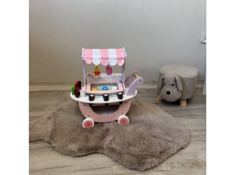 JOKOMISIADA Słodka LODZIARNIA drewniana dla dzieci na kółkach + zestaw do lodów ZA5946