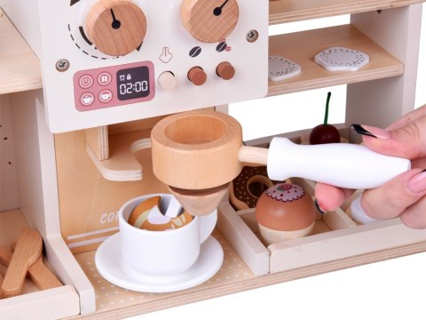 JOKOMISIADA Zestaw Drewniany Kawiarnia Coffee Shop Ekspres Kubeczki Desery ZA5938