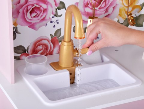 Producent niezdefiniowany Drewniana kuchnia dla dzieci RÓŻANA - palnik zlew garnki akcesoria ZA5932