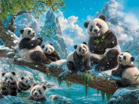 Castorland Puzzle 2000-elementów C-201013-2 Pandas Winter Fun