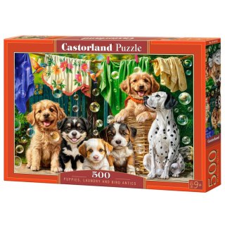 Castorland Puzzle 500-elementów Puppies, Laundry and Bird Antics B-54152
