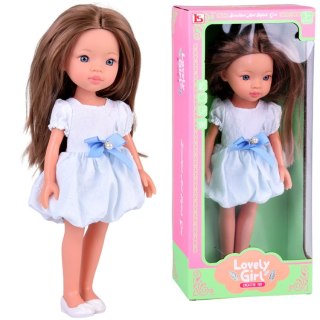 JOKOMISIADA Lovely Girl Lalka szatynka z długimi włosami w białej sukience 33cm ZA5850