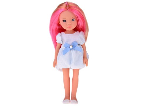 JOKOMISIADA Lovely Girl Lalka z różowym pasemkiem w białej sukience 33cm ZA5850