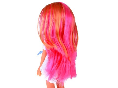 JOKOMISIADA Lovely Girl Lalka z różowym pasemkiem w białej sukience 33cm ZA5850