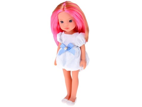 JOKOMISIADA Lovely Girl Lalka z różowym pasemkiem w białej sukience 33cm ZA5850