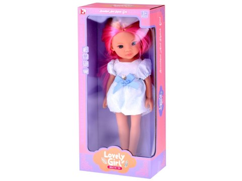 JOKOMISIADA Lovely Girl Lalka z różowym pasemkiem w białej sukience 33cm ZA5850