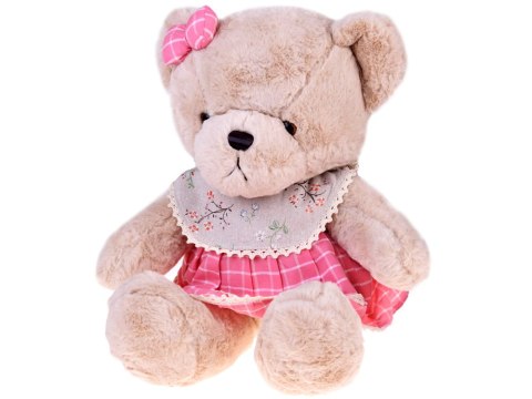 JOKOMISIADA Pluszowy MIŚ - beżowa Zuzia 58cm w różowej VINTAGE sukience ZA5923 C