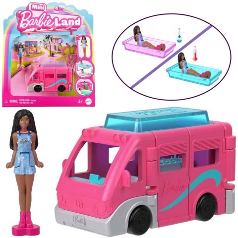 Mattel Mattel Mini Barbie Land Lalka turystka + autko kamper ZA6038 C