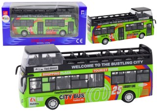 LEAN Toys Autobus Piętrowy Turystyczny 1:32 Otwierane Drzwi Zielony