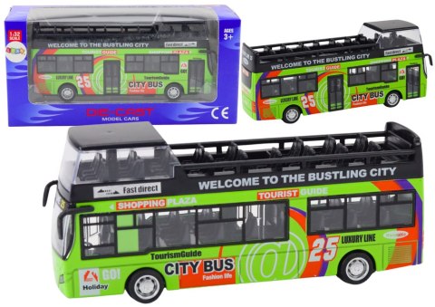 LEAN Toys Autobus Piętrowy Turystyczny 1:32 Otwierane Drzwi Zielony