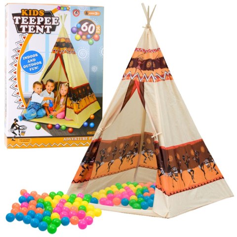 LEAN Toys Namiot Tipi Indiański Baza Dla Dzieci + 60 Piłek 155 cm
