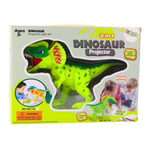 LEAN Toys Projektor Dinozaur Do Rysowania Malowania 18 Obrazków Pisaki 2w1