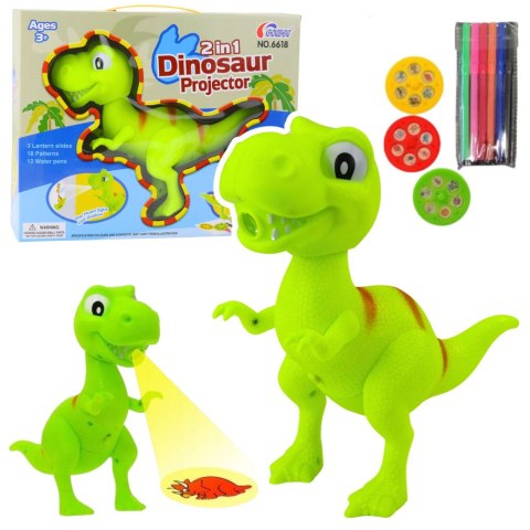 LEAN Toys Projektor Dinozaur T-Rex Do Rysowania Malowania 18 Obrazków Pisaki 2w1