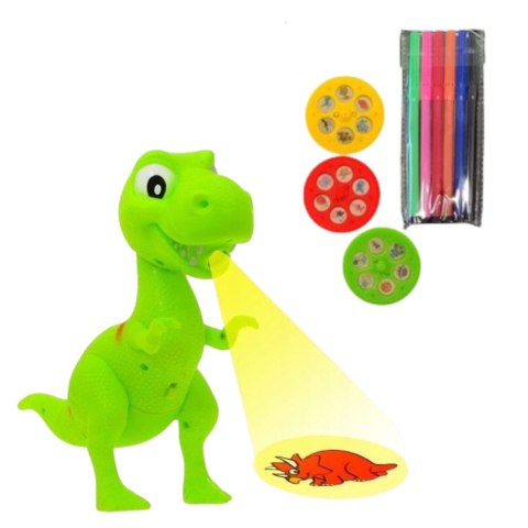 LEAN Toys Projektor Dinozaur T-Rex Do Rysowania Malowania 18 Obrazków Pisaki 2w1
