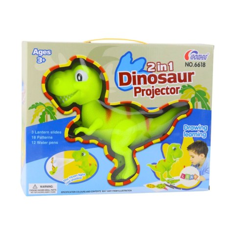 LEAN Toys Projektor Dinozaur T-Rex Do Rysowania Malowania 18 Obrazków Pisaki 2w1