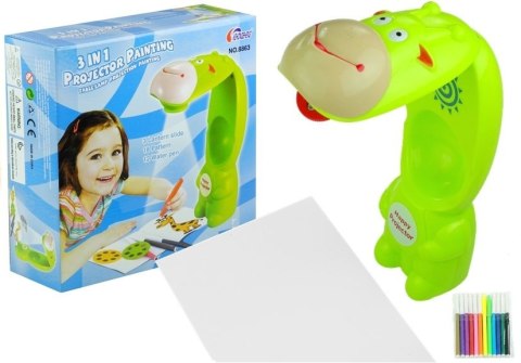 LEAN Toys Projektor Do Rysowania Rzutnik Krówka 3 Dyski Pisaki Zielony 3w1