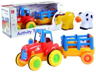 LEAN Toys Traktor Przyczepa Zwierzątka Gra Świeci Odgłosy