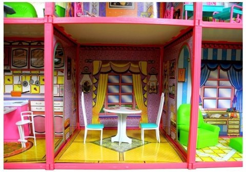 LEAN Toys Willa Duży Domek Dla Lalek 6 Pokoi Meble Akcesoria 128 el.