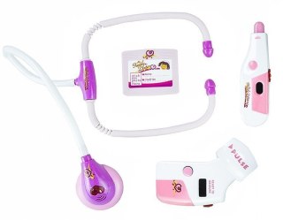 LEAN Toys Zestaw Lekarski W Walizce Różowy Stetoskop Lekarz