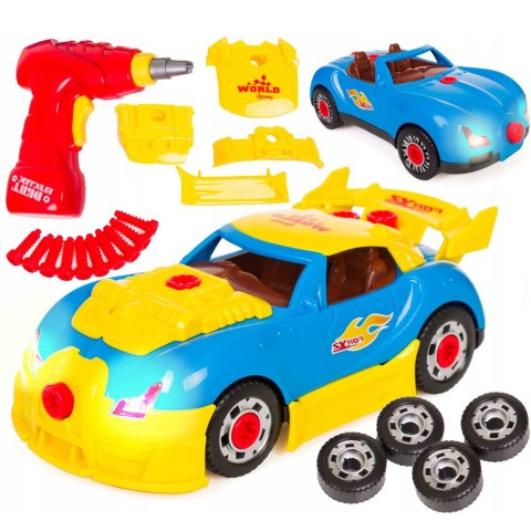 LEAN Toys Zestaw Małego Mechanika Rozkręcany Samochód Wkrętarka Światła Dźwięki