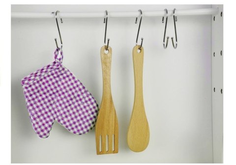 LEAN Toys Drewniana Kuchnia Dla Dzieci Różowo Biała Paula Otwierane Elementy