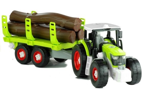LEAN Toys Rozkręcany Traktor z Przyczepą z Drewnem 43 cm