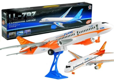 LEAN Toys Samolot Pasażerski Biały Friction Podstawka 65 cm