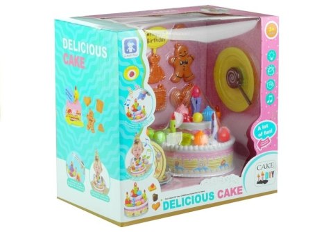 LEAN Toys Serwis Urodzinowy Tort Ciasteczka Świeczki Lody