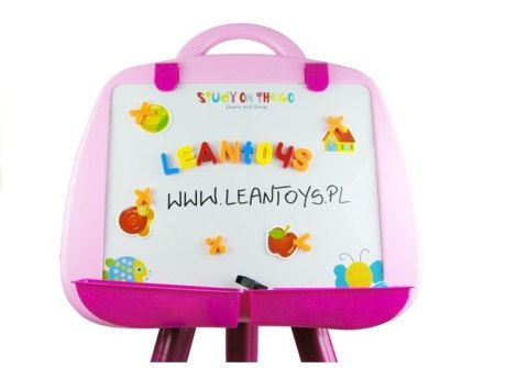 LEAN Toys Tablica Magnetyczna Stojąca Pisak Magnes Różowa