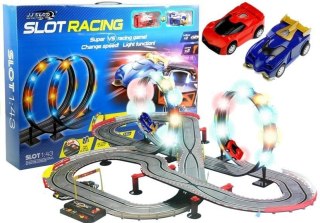 LEAN Toys Tor Wyścigowy 2 Autka Slot Cars 1:43 Pętla Lampki