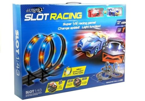 LEAN Toys Tor Wyścigowy 2 Autka Slot Cars 1:43 Pętla Lampki