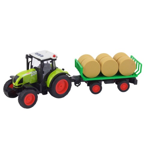 LEAN Toys Traktor Farmerski Rolniczy Przyczepa Bale Siana Zielony 1:16