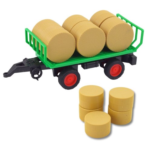 LEAN Toys Traktor Farmerski Rolniczy Przyczepa Bale Siana Zielony 1:16