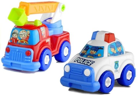 LEAN Toys Zestaw Pojazdów Policja Straż Laweta Rozkręcane