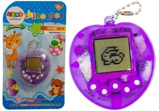 LEAN TOYS Gra Elektroniczna Tamagotchi Fioletowa z krótkim łańcuszkiem