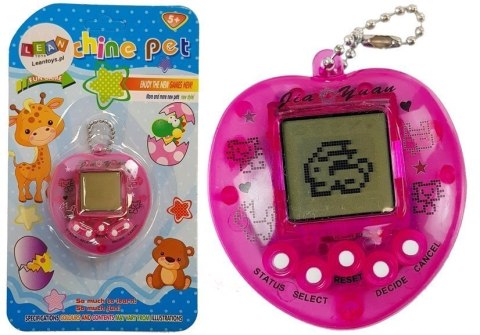 LEAN TOYS Gra Elektroniczna Tamagotchi Różowa z krótkim łańcuszkiem