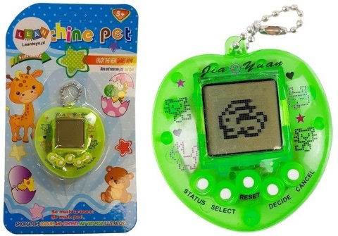 LEAN TOYS Gra Elektroniczna Tamagotchi Zielona z krótkim łańcuszkiem
