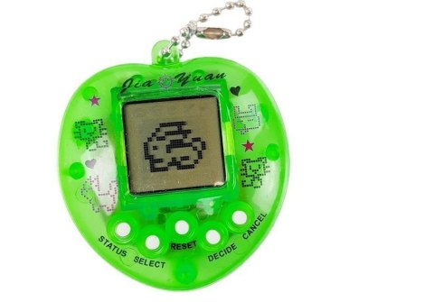 LEAN TOYS Gra Elektroniczna Tamagotchi Zielona z krótkim łańcuszkiem