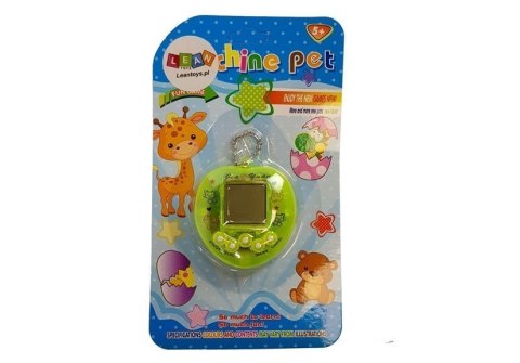 LEAN TOYS Gra Elektroniczna Tamagotchi Zielona z krótkim łańcuszkiem