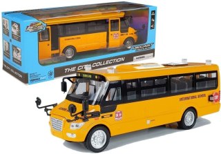 LEAN Toys Metalowy Autobus Szkolny z silnikiem naciąganym