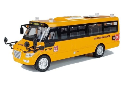 LEAN Toys Metalowy Autobus Szkolny z silnikiem naciąganym