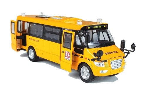 LEAN Toys Metalowy Autobus Szkolny z silnikiem naciąganym