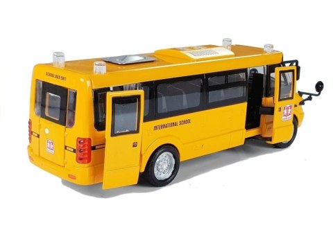 LEAN Toys Metalowy Autobus Szkolny z silnikiem naciąganym