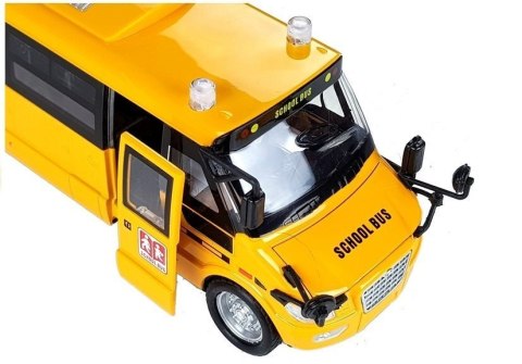 LEAN Toys Metalowy Autobus Szkolny z silnikiem naciąganym