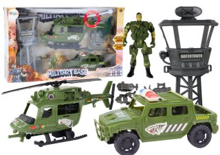 LEAN Toys Zestaw Militarny Helikopter Wojskowy Wóz Bojowy Wieża Kontrolna Żołnierz